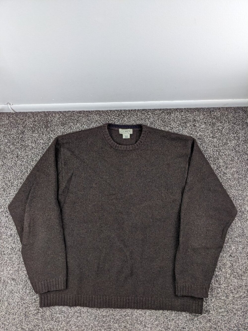 Vintage J Crew Sweater Shetland Wool Crewneck Pullover Brown Mens XL